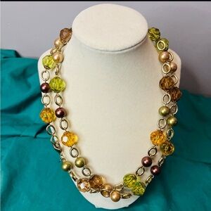 Vintage Kenneth Lane Paris Couture Multi Color Faceted Bead Gold Necklace QVC